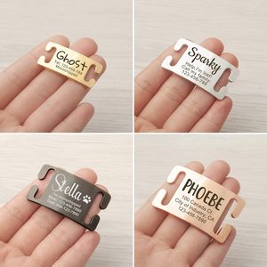 Plaque d'identification personnalisée pour <span class=keywords><strong>chien</strong></span> et <span class=keywords><strong>chat</strong></span>, étanche, en métal, gravée double face, accessoire pour collier - Product Image 5