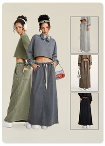 Design alla moda <span class=keywords><strong>camicie</strong></span> sportive sportive da donna di alta qualità autunno <span class=keywords><strong>Etro</strong></span> Wash Casual a trapezio gonne in pile lunghe mezza sottoveste - Product Image 2