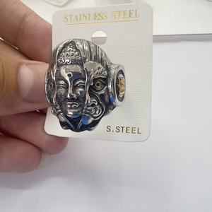 Nhẫn nam phong cách Punk Biker cổ điển bằng thép không gỉ, thiết kế hình trái tim, bộ xương, đầu lâu <span class=keywords><strong>3D</strong></span> đúc thủ công, thời trang, bán sỉ - Product Image 3