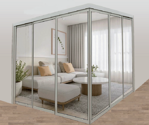 非常に狭い頑丈なアルミニウム合金引き戸防音パーティションホテルキッチンリビングルームバルコニーガラス素材 - Product Image 4