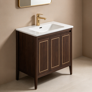 Mueble de Baño Vintage de Madera Maciza de Nogal Oscuro - Product Image 3