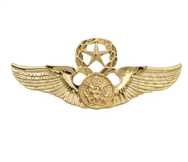 Broche de lapela de ouro, de alta qualidade, emblema de pino de metal personalizado, asas de piloto