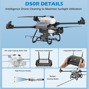 JIUSI D50R Dron de Limpieza de Paneles Solares Fotovoltaicos de Alta Presión, Rentable y que Reduce el Esfuerzo - Product Image 6