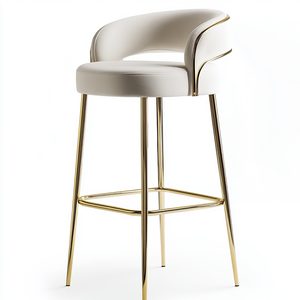 <span class=keywords><strong>Tabouret</strong></span> <span class=keywords><strong>de</strong></span> <span class=keywords><strong>bar</strong></span> moderne en métal à hauteur <span class=keywords><strong>de</strong></span> comptoir avec dossier <span class=keywords><strong>blanc</strong></span> pivotant et réglable - Utilisation hôtelière et salle à manger - Product Image 3