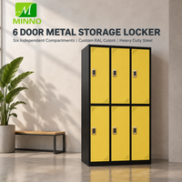 Casier de rangement en acier robuste à six portes, compartiments indépendants, couleurs RAL personnalisées, armoire métallique pour salle de sport, bureau, école