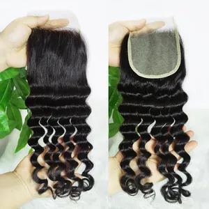 Good Quality 4x4 Transparent Lace Closure 100 Unprocessed Vigin Natural Color Loose Wave Hair Human Hair With Hd Closure