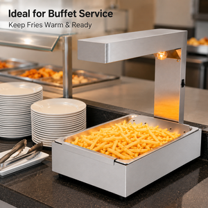Commercial Countertop French Fry Warmer 1000W Electric Heat Lamp Food Holding Station Stainless Steel <b>Drain</b> Tray Restaurant - Product Image 4