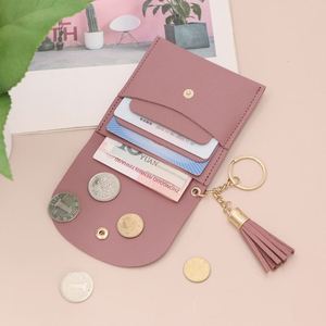 Fashion Coin Purse Keychain with Tassel PU Leather Multi-Slots Wallet Keychain Portable Coin Pocket Promotional Business <b>Gifts</b> - Product Image 2