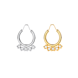 Boucles d'oreilles créoles en acier inoxydable 316L avec placage or PVD, bijoux durables et résistants, tendance pour femmes - Product Image 2