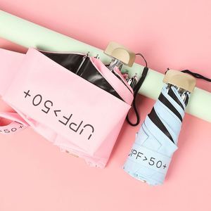 Nouvelle conception innovante, parapluie de poche miniature noir avec revêtement anti-UV, pliable en 5 sections, avec logo personnalisé - Product Image 1