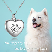 Bijoux fins, collier avec pendentif en forme de patte de chien et de cœur en argent sterling 925 personnalisé pour les cendres