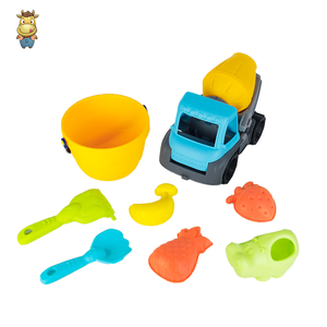 Ensemble de seaux de plage pour enfants, 8 pièces, avec moules de camion malaxeur à béton, jouets d'été - Product Image 1