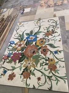 Médaillon de sol en marbre découpé au jet d'eau pour hall d'entrée, incrustation de sol en pierre, motifs de marbre découpés au jet d'eau - Product Image 4