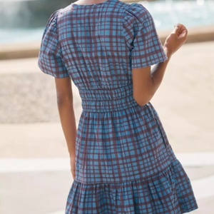 Robe Courte Décontractée Écologique et Respirante avec Broderie Florale et Dentelle, Ceinture à la Taille Naturelle, Idéale pour les Occasions de Jour Estivales - Product Image 2