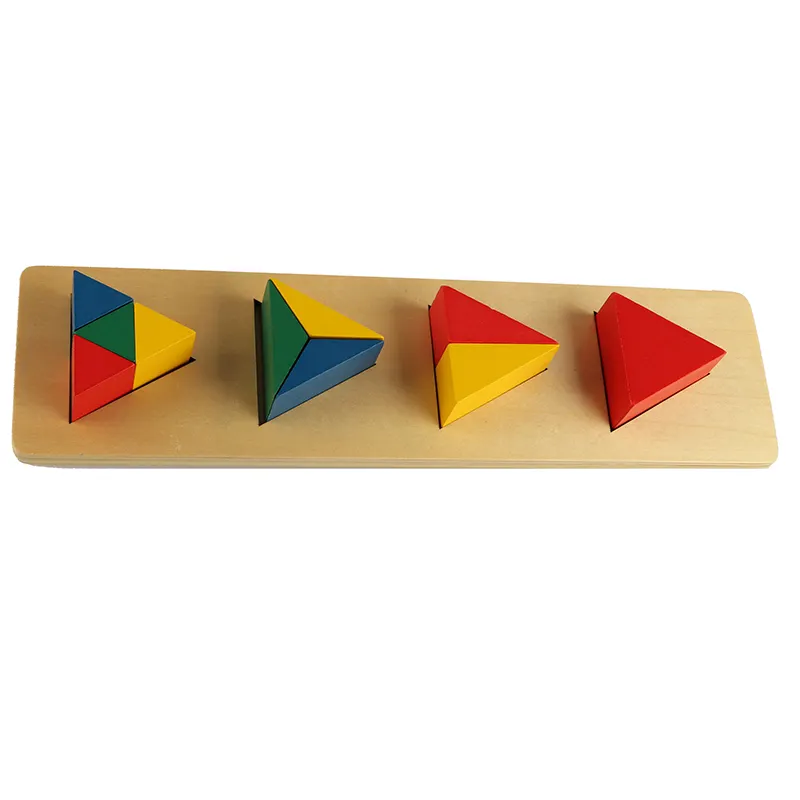 LT027 triângulos coloridos em 4 estacas Montessori Crianças Educacional De Madeira do Brinquedo Das Crianças
