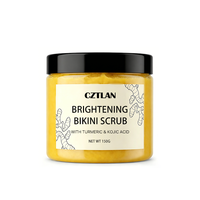 Scrub Tubuh Pemutih Kulit Sensitif Berbahan Kunyit dan Asam Kojic, Label Pribadi, Melembapkan dan Mengelupas Kulit Area Bikini