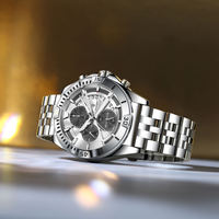 Montre chronographe à quartz pour homme POEDAGAR 695, bracelet en acier inoxydable, calendrier lumineux, étanche 3ATM