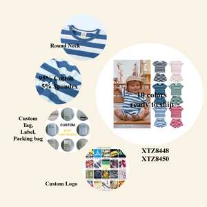 2026 Sommer Lässige 2-teilige Kinderbekleidungssets Baumwolle Gestreift Kleinkind Jungen Mädchen Outfits Neugeborene Babykleidung Großhandel Kurze Sets - Product Image 3