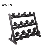 Support de rangement vertical pliable en acier pour haltères, 3 niveaux, noir, avec logo personnalisé, sécurisé, pour équipement de gym à domicile - Grande vente