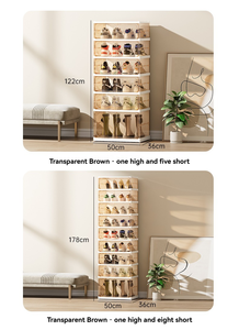 تخفيضات على الأسعار صناديق تخزين أحذية شفافة متعددة المستويات قابلة للطي مضادة للغبار من البلاستيك مع باب - Product Image 3