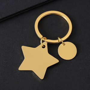 Direct Sale <b>Custom</b> Fashion Star Blank Stainless Steel <b>Keychains</b> with Small Heart Piece Hard-Wearing - Product Image 5