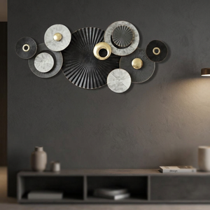 Top Selling Modern Luxury Metal Iron 8 Circle Punched Design Portrait Wall Art Gold Custom Size for Living Bedroom - Product Image 3
