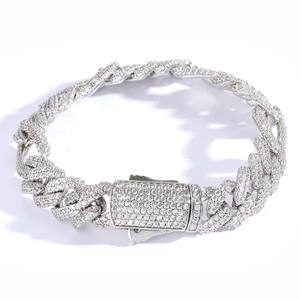 BES 12mm Fine Hip Hop 925 Sterling Silver VVS Moissanite Diamond Iced Out Miami Collar de cadena de eslabones cubanos para hombres Joyería - Product Image 5