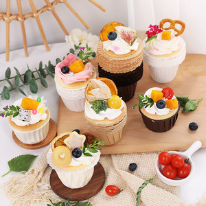 Lot de 50 moules à cupcakes en papier pour fête d'anniversaire, fournitures de pâtisserie personnalisées, dessins animés, couleur unie, blanc, rose, pour muffins et cupcakes - Product Image 4