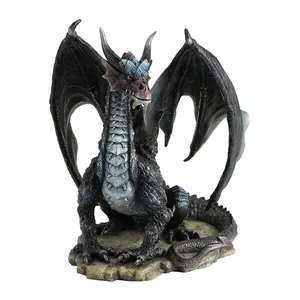 VERONESE DESIGN - BLACK DRAGON SITTING UP - COLOR PAINTED FINISHING -OEM AVAILABLE
