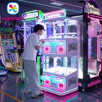 Funspace Distributeur de Jouets Innovant pour 4 Joueurs, Machine à Grappins d'Arcade à Double Niveaux, Fonctionnant aux Billets et aux Pièces, Idéal pour Cadeaux