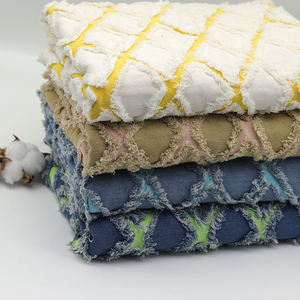 チェック柄ジャカード綿100% ウォッシュレスデニム生地ラゲッジシューズパンツ生地卸売 - Product Image 1