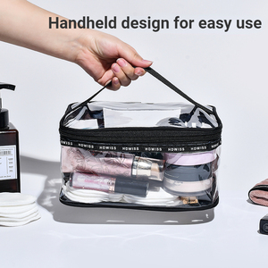 クリアジッパーコスメティックフロストプラスチックジップトップ小さなPVCメイクアップバッグ化粧品ブラックメイクアップバッグ - Product Image 3