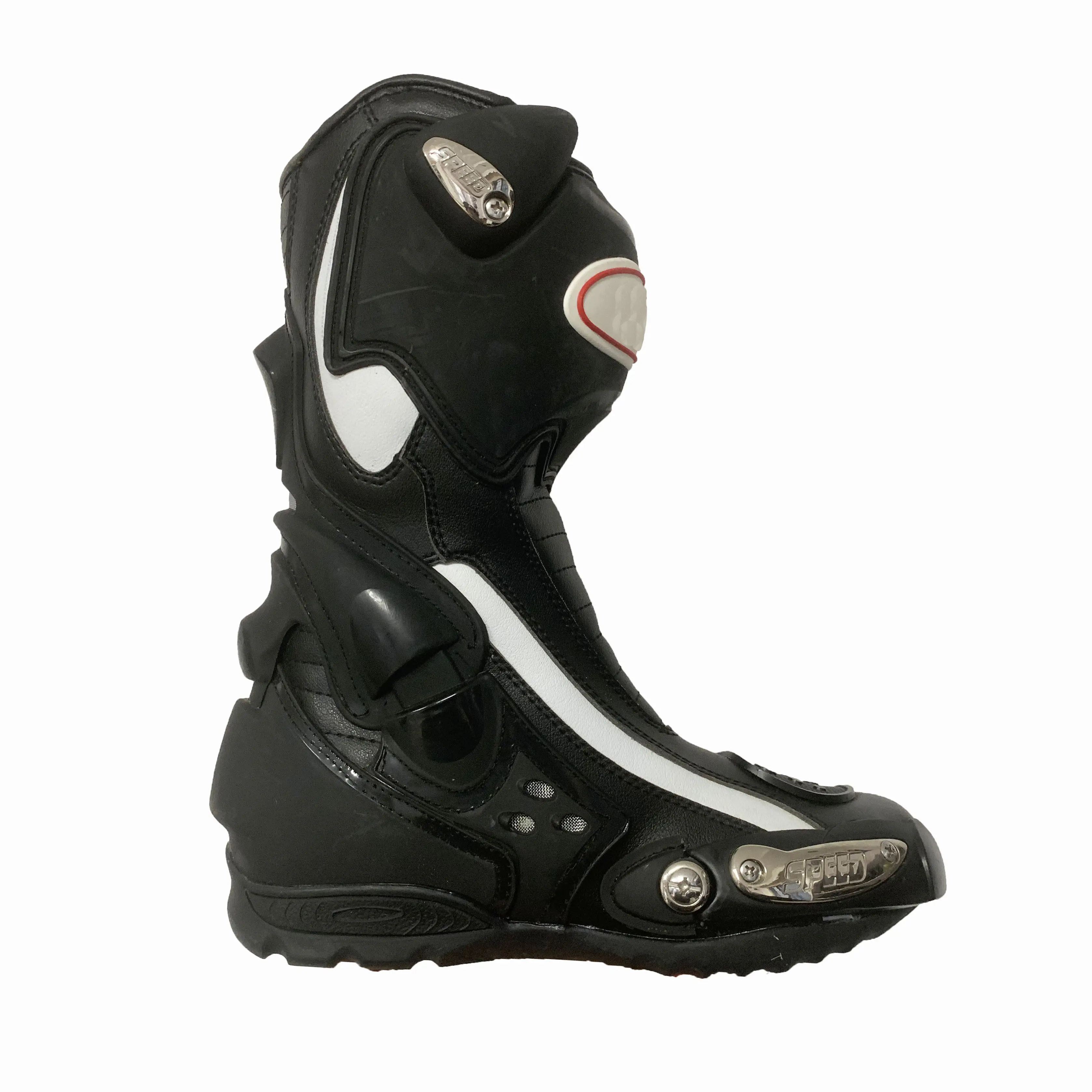 Botas para motociclista, botas de couro com sonho de chuva e à prova d'água