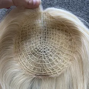 Full Handmade Breathable Fishnet Wig for Women 100% Virgin Hair Fishnet Integration Hair Piece Toupee Blonde 613 60