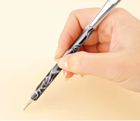 Pinceau à double embout en nylon et plastique pour nail art, manche en acrylique marbré, pour gel UV, vente en gros