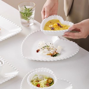 Assiette de <span class=keywords><strong>petit</strong></span>-déjeuner en céramique créative moderne et bol à bord perlé pour les collations, les gâteaux et les desserts <span class=keywords><strong>Vaisselle</strong></span> écologique pour la maison - Product Image 3