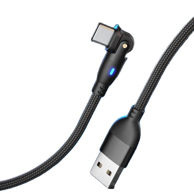 180 Rotate USB Nylon Braid Three in One Data Cable 2.4A Cell Phone Micro Aluminum Alloy Universal Charging Cable