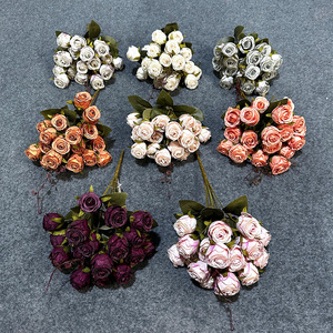 Ramo de Rosas Artificiales con Múltiples Cabezas, Flor de Seda, Decoración para Bodas, Adorno para Sala de Estar - Product Image 2