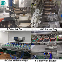 Machine d'impression tampon multi-couleurs 6 couleurs, grande imprimante tampon automatique à convoyeur pour briquets, crayons, sandales, ampoules LED, chaussures