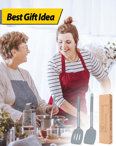 Juego de Utensilios de Cocina de 2 Piezas, Espátula Ranurada y Espátula Plana de Silicona Resistentes al Calor - Product Image 3