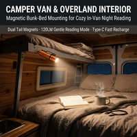 Lampu Camper Van: Lampu Baca Tempat Tidur Susun Tipe-C Isi Ulang Magnetik, Grosir Merek Kustom OEM.