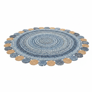 Tapis plat moderne à motif floral, tressé TIKKI, antidérapant, écologique, antibactérien, en denim et jute, pour la maison, la prière et les pique-niques - Product Image 2