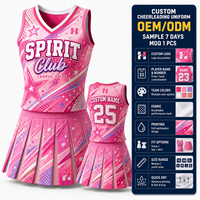 Uniforme de Animadoras Personalizado, Uniforme de Animadoras Rosa Sublimado, Uniforme de Animadoras para Clubes Escolares