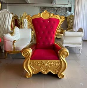 Chaise de trône royale en velours rouge de style européen avec cadre doré pour hôtel, mariage, hall d'<span class=keywords><strong>événement</strong></span>s, décoration de Noël - Product Image 2