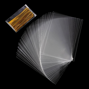 Sacs en cellophane transparents plats pour emballer des cadeaux, des pâtisseries, des biscuits, des desserts, des faveurs, avec attaches torsadées - Product Image 2