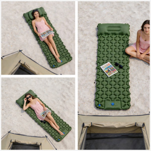 Portable Inflatable Camping Sleeping Mat Foot Pump Air Mattress Lightweight <b>Backpacking</b> Pad for Outdoor Hiking Travel - Product Image 2