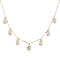 Collier élégant pour femme en zircon couleur cuivre, forme goutte d'eau, plaqué or 18 carats, chaîne Figaro, micro-incrustation, style luxe léger