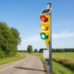 600 Series Triple 100 mm LED Traffic Light Yellow <b>Solar</b> <b>Powered</b> with 12V IP65 Made of Aluminium Plastic and PC Material - Product Image 3