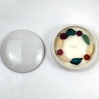 Luxus Custom Private Label Bunte Kristalle getrocknete Blume Soja wachs Keramik glas Duft kerze mit großer Kapazität