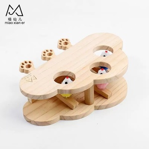 Jouet interactif pour chat en bois en forme de nuage, jeu de puzzle Whack-a-Mole, jouet d'entraînement intérieur pour animaux de compagnie - Product Image 1